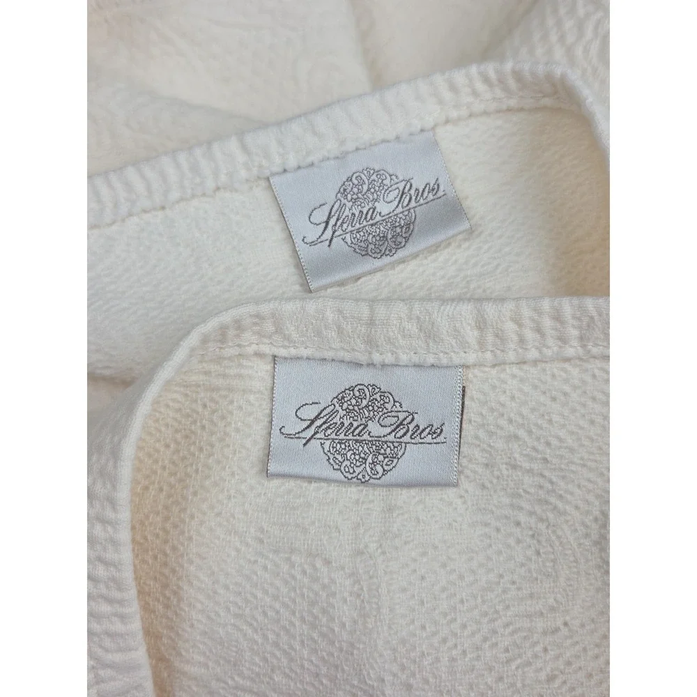 2 Vtg Sferra Bros Matelasse‎ Pillow Shams Ivory Portugal Floral Scroll Luxury